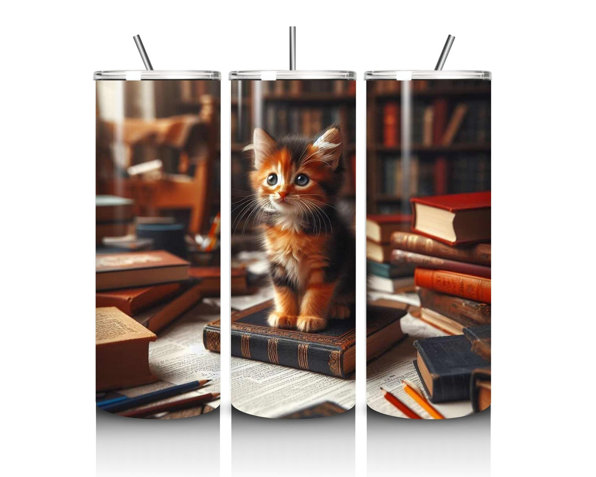 Cute Kitten In The Library 20oz Tumbler