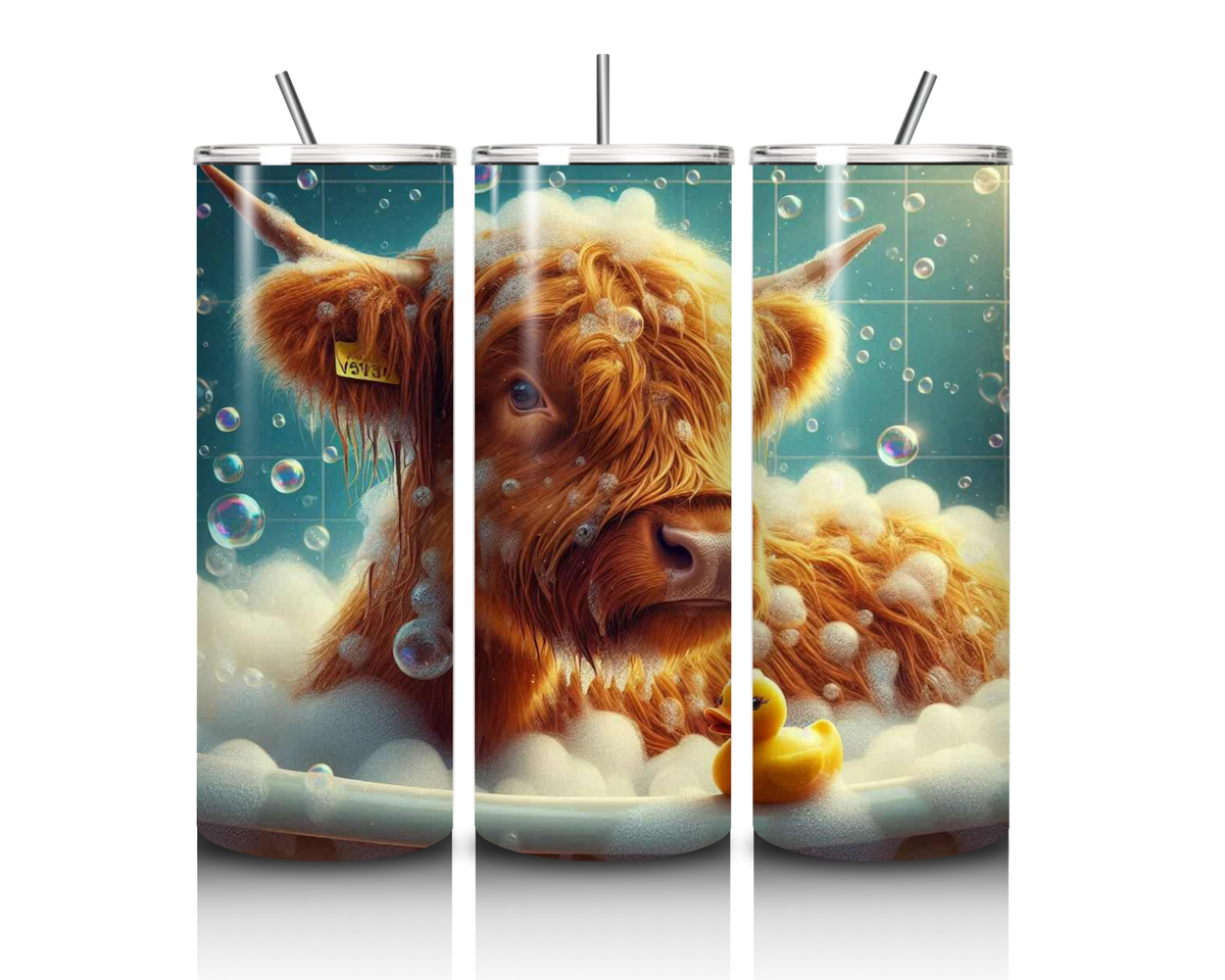 Highland Cow In Bath Style 3 20oz Tumbler