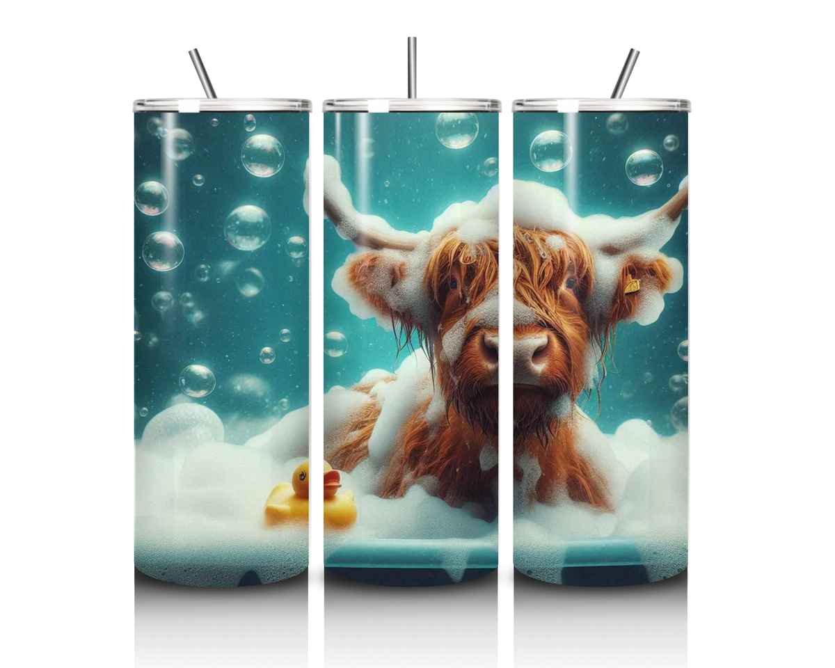 Highland Cow In Bath Style 2 20oz Tumbler