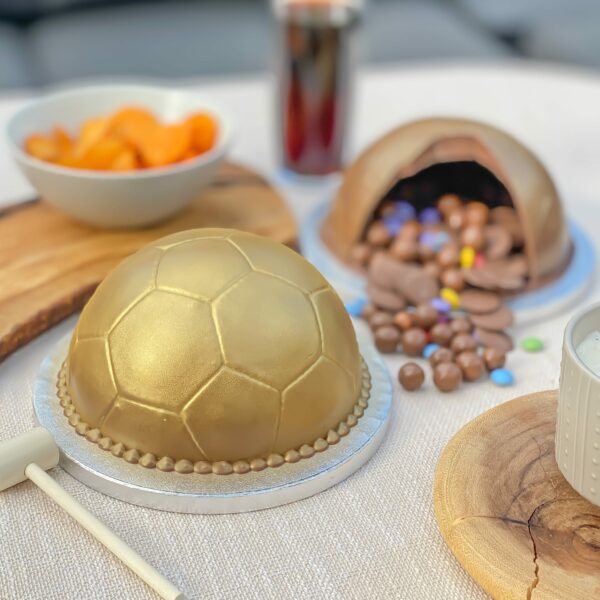 Gold Football Chocolate Smash Cake