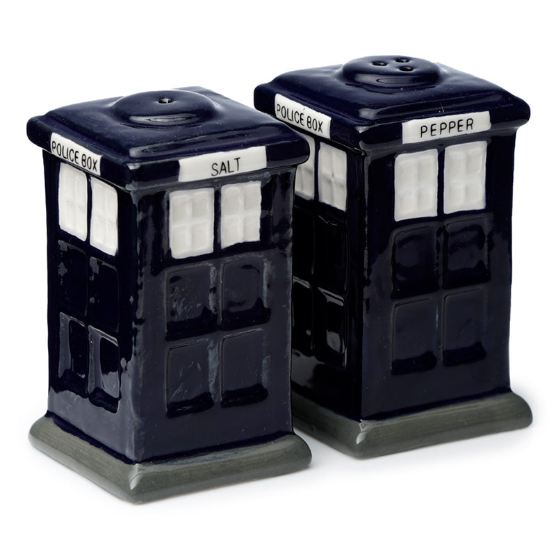 Novelty Ceramic Police Box Salt and Pepper Set