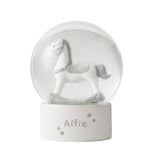 Personalised Name Only Rocking Horse Glitter Snow Globe