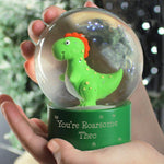 Personalised Message Dinosaur Glitter Snow Globe