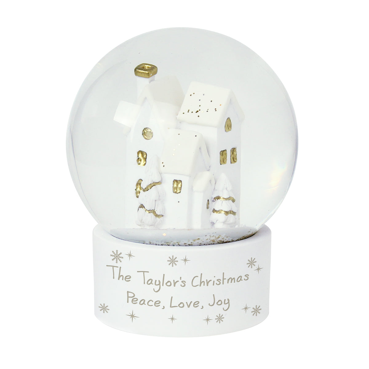 Personalised Message Village Glitter Snow Globe