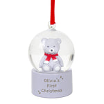 Personalised Message Teddy Bear Glitter Snow Globe Tree Decoration