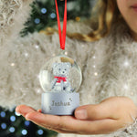 Personalised Name Only Teddy Bear Glitter Snow Globe Tree Decoration