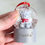 Personalised Name Only Teddy Bear Glitter Snow Globe Tree Decoration