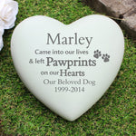 Personalised Pet Pawprints Heart Memorial