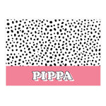 Personalised Pink Spots Dog Pet Bowl Mat