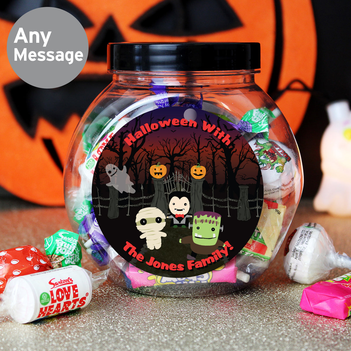 Personalised Halloween Characters Sweet Jar