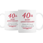 Personalised 40th Ruby Anniversary Mug Set