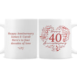 Personalised 40th Ruby Wedding Anniversary Mug