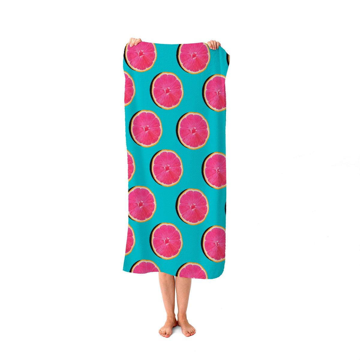 Fruity Pattern Of Pink Grapefruit Beach Towel