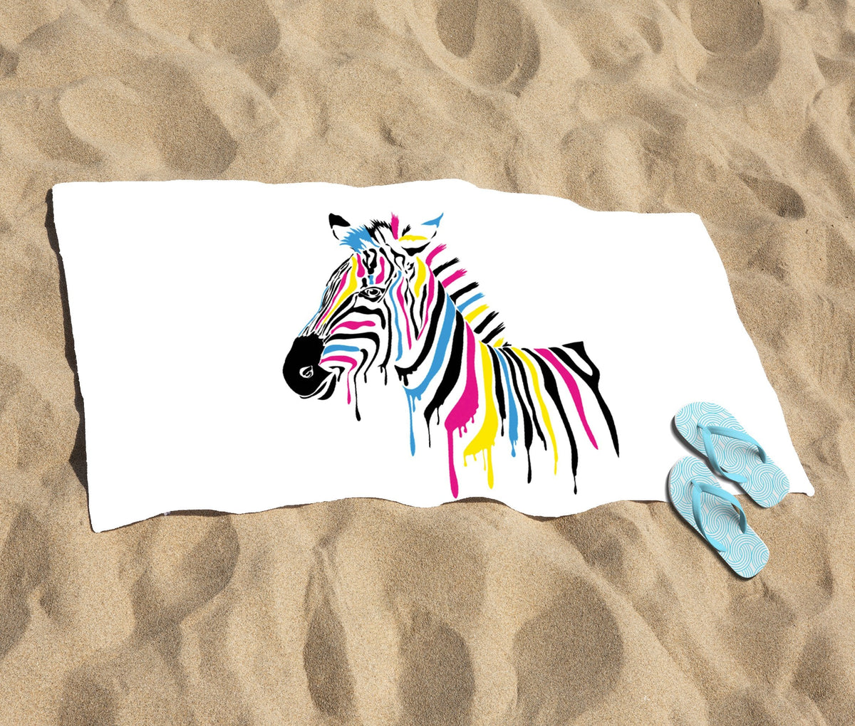 Multi Coloured Zebra Beach Towel