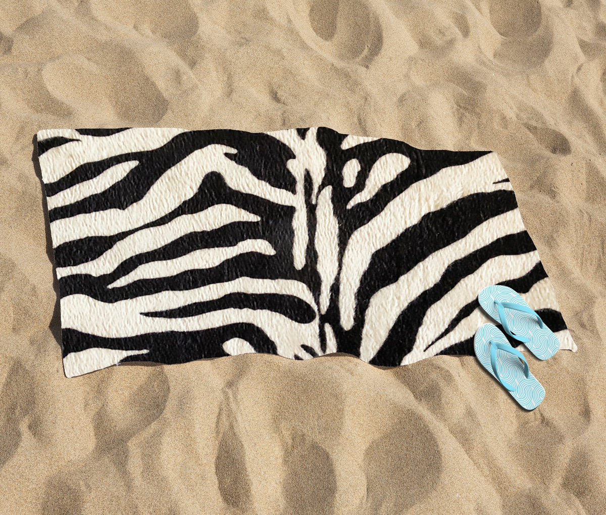 White Tiger Print Beach Towel