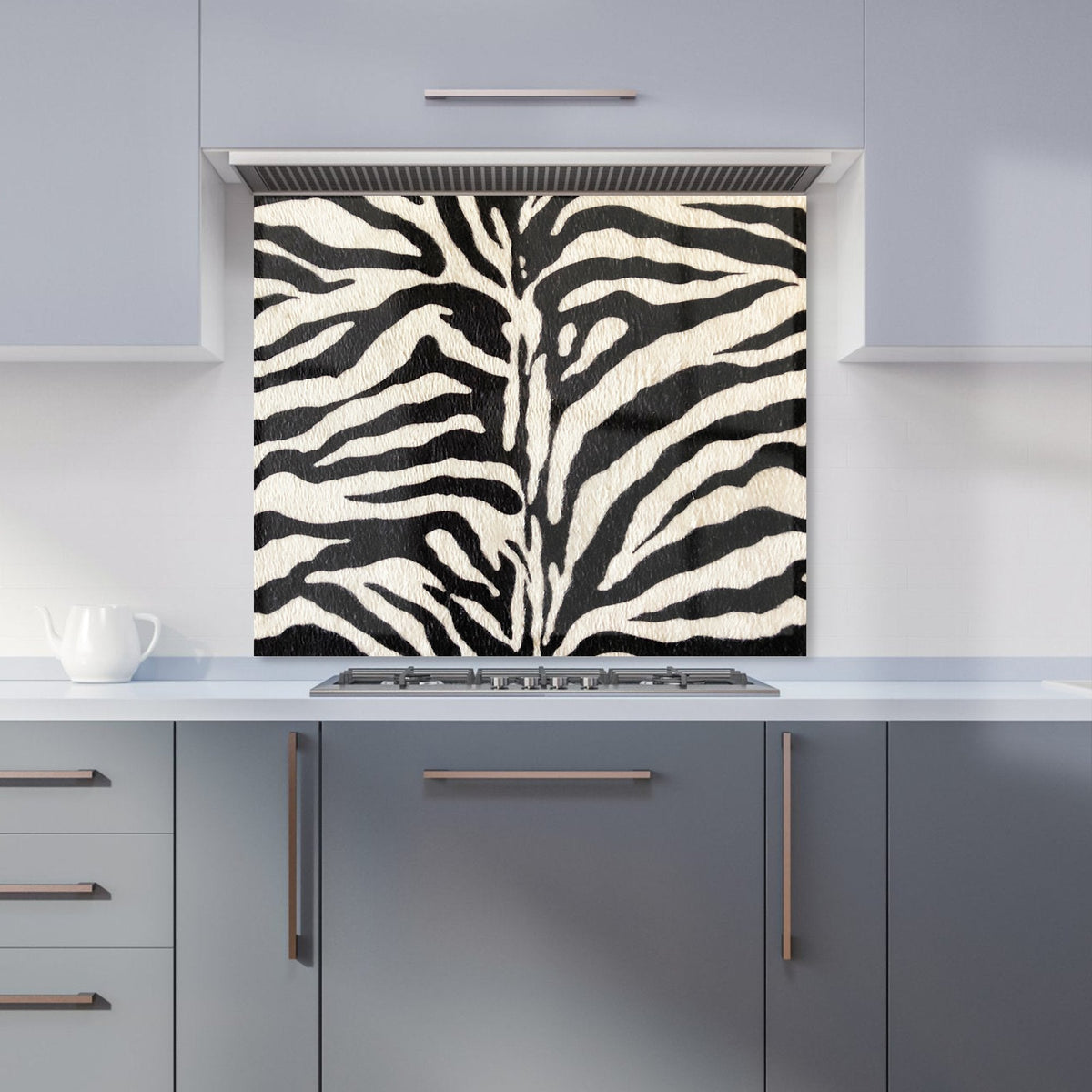 White Tiger Print Kitchen Splashback