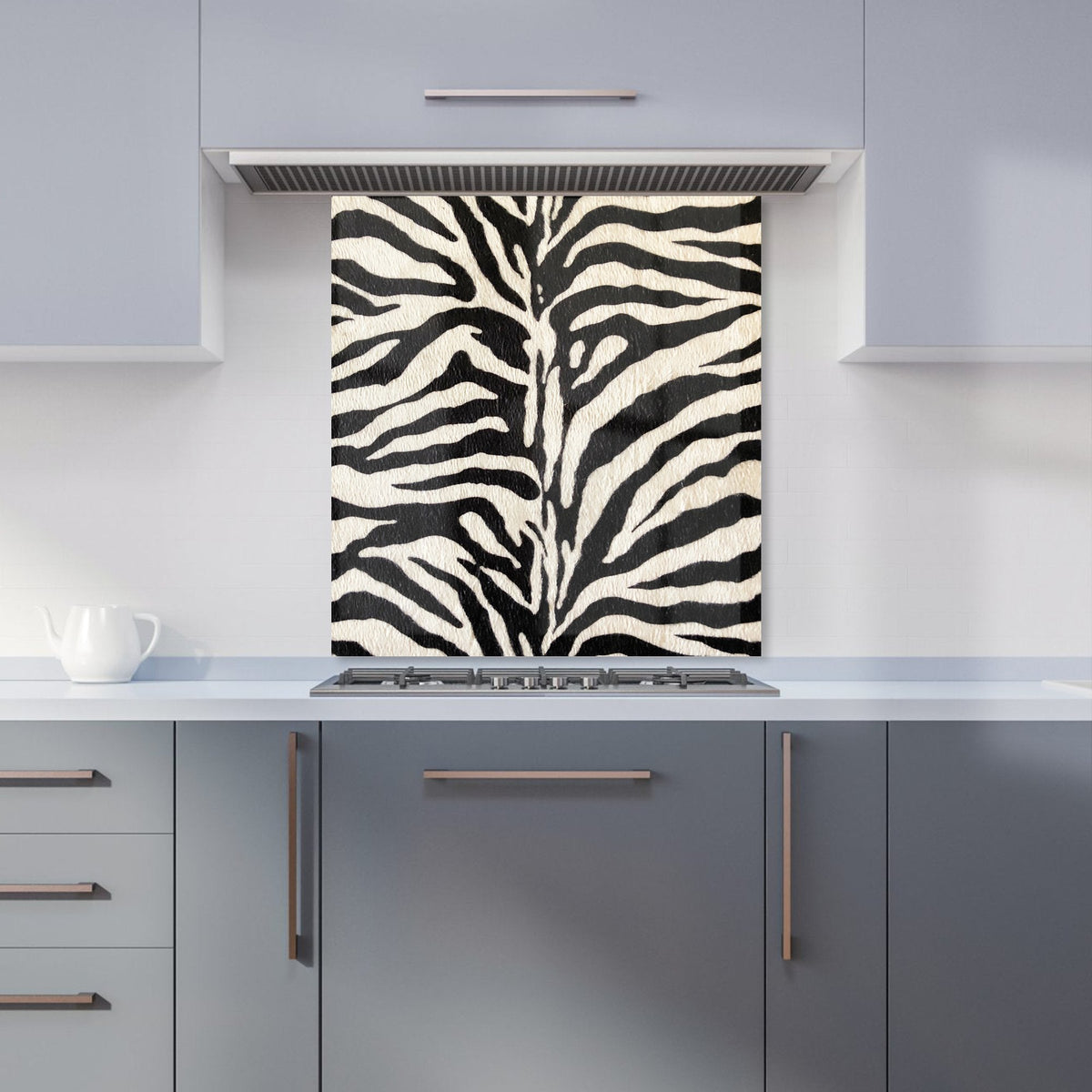 White Tiger Print Kitchen Splashback