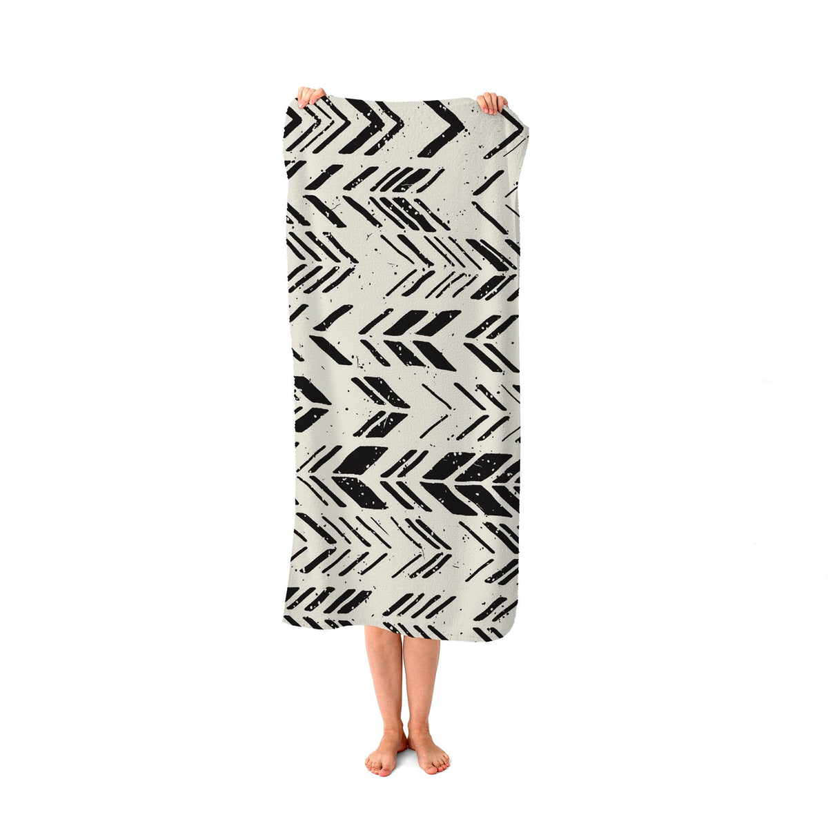 Hand Drawn Chevron Pattern Beach Towel