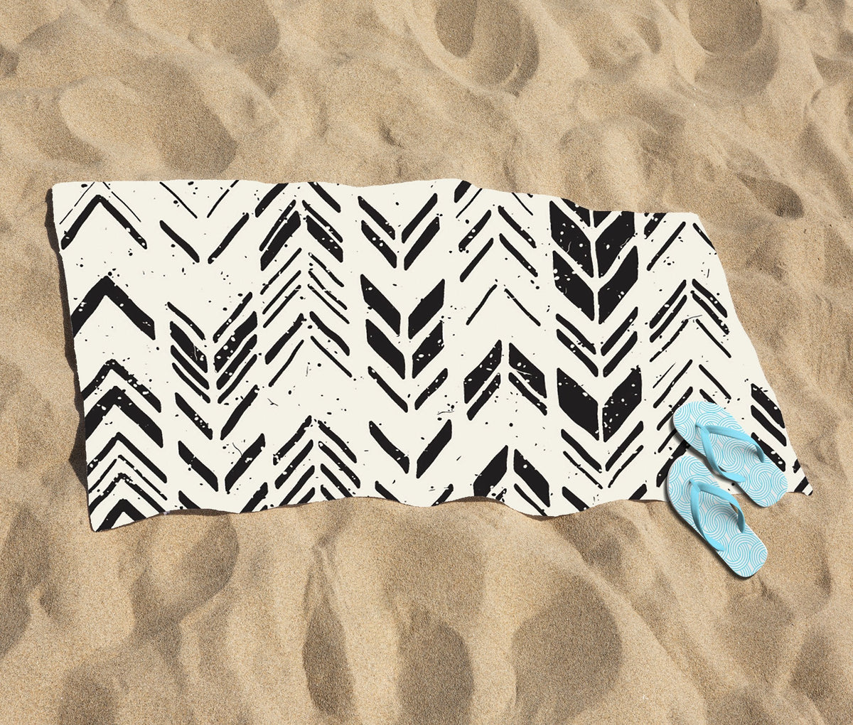 Hand Drawn Chevron Pattern Beach Towel