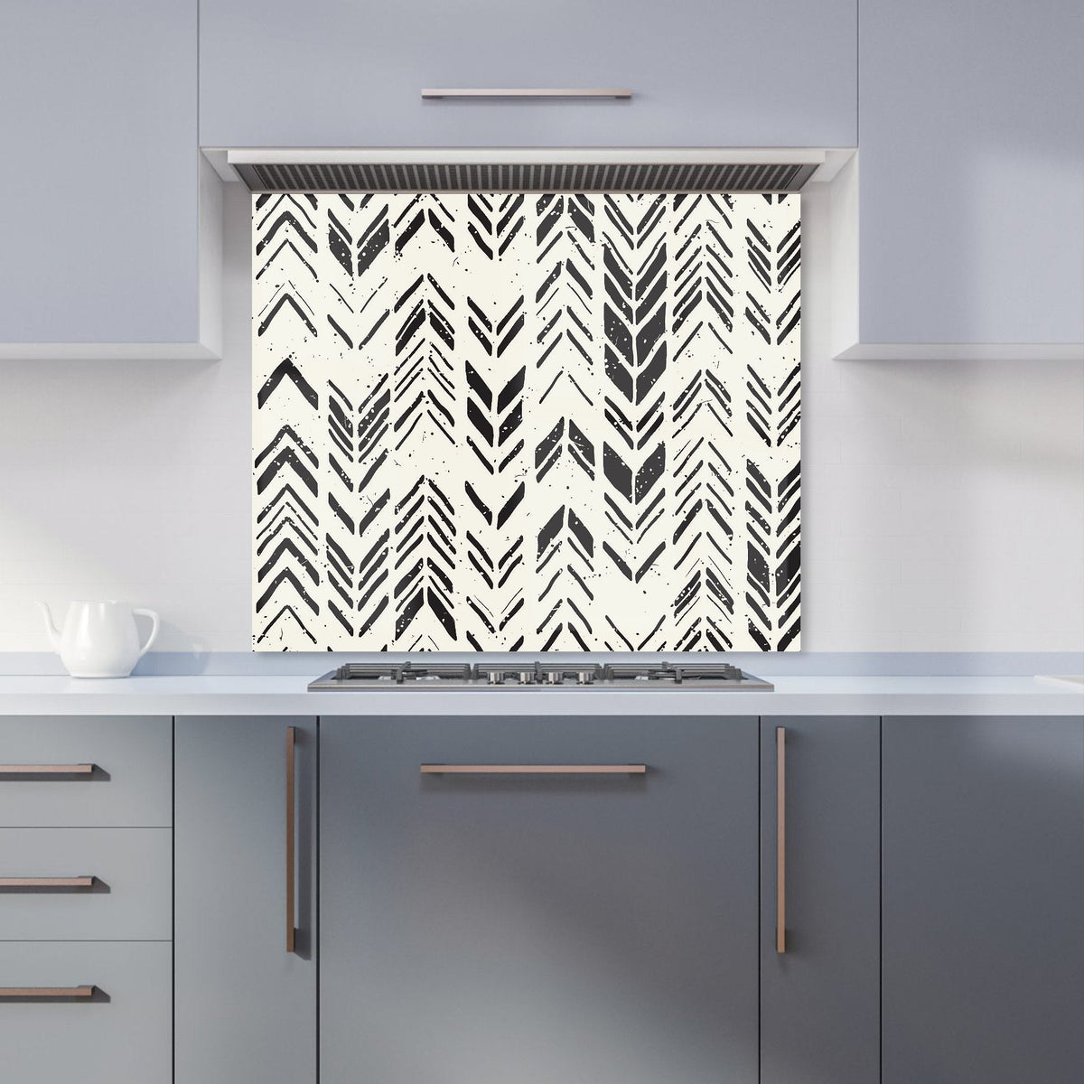 Hand Drawn Chevron Pattern Kitchen Splashback