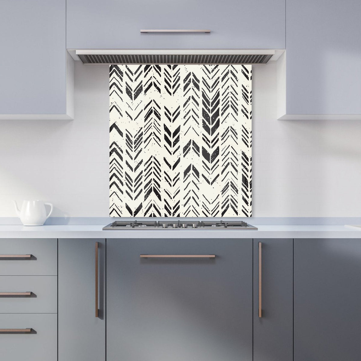 Hand Drawn Chevron Pattern Kitchen Splashback