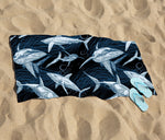 Hand Drawn Shark Pattern Beach Towel