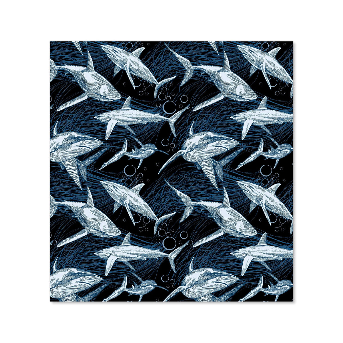 Hand Drawn Shark Pattern Kitchen Splashback