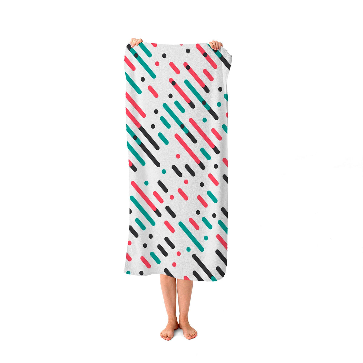 Overlapping Coloured Diagonal Lines Beach Towel