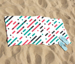 Overlapping Coloured Diagonal Lines Beach Towel