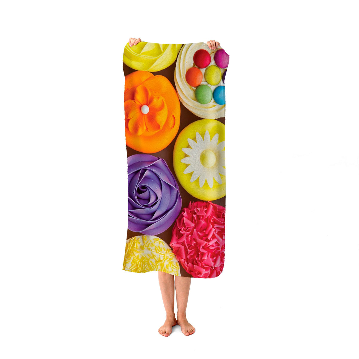 Bright Colourful Cupcakes Beach Towel