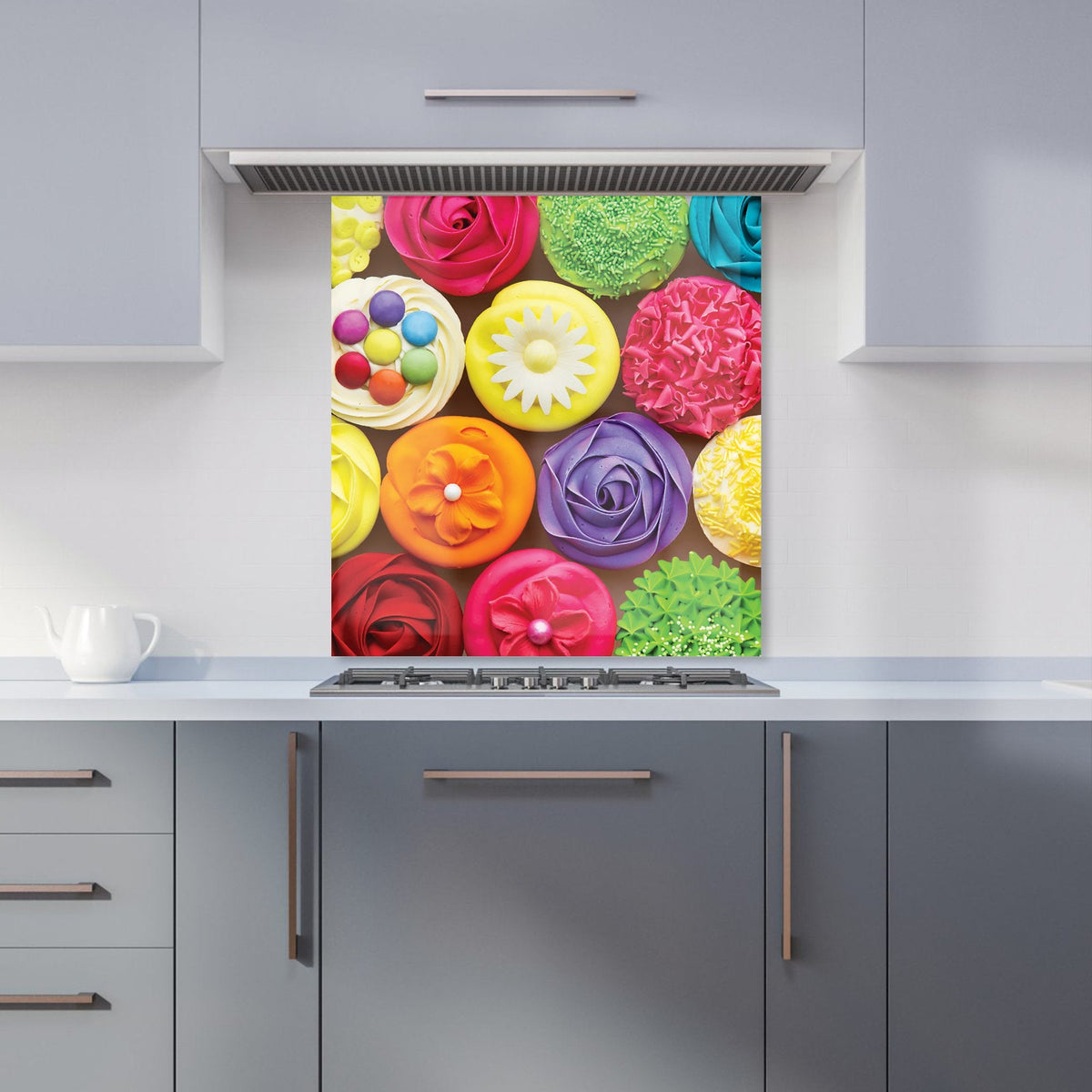 Bright Colourful Cupcakes Kitchen Splashback