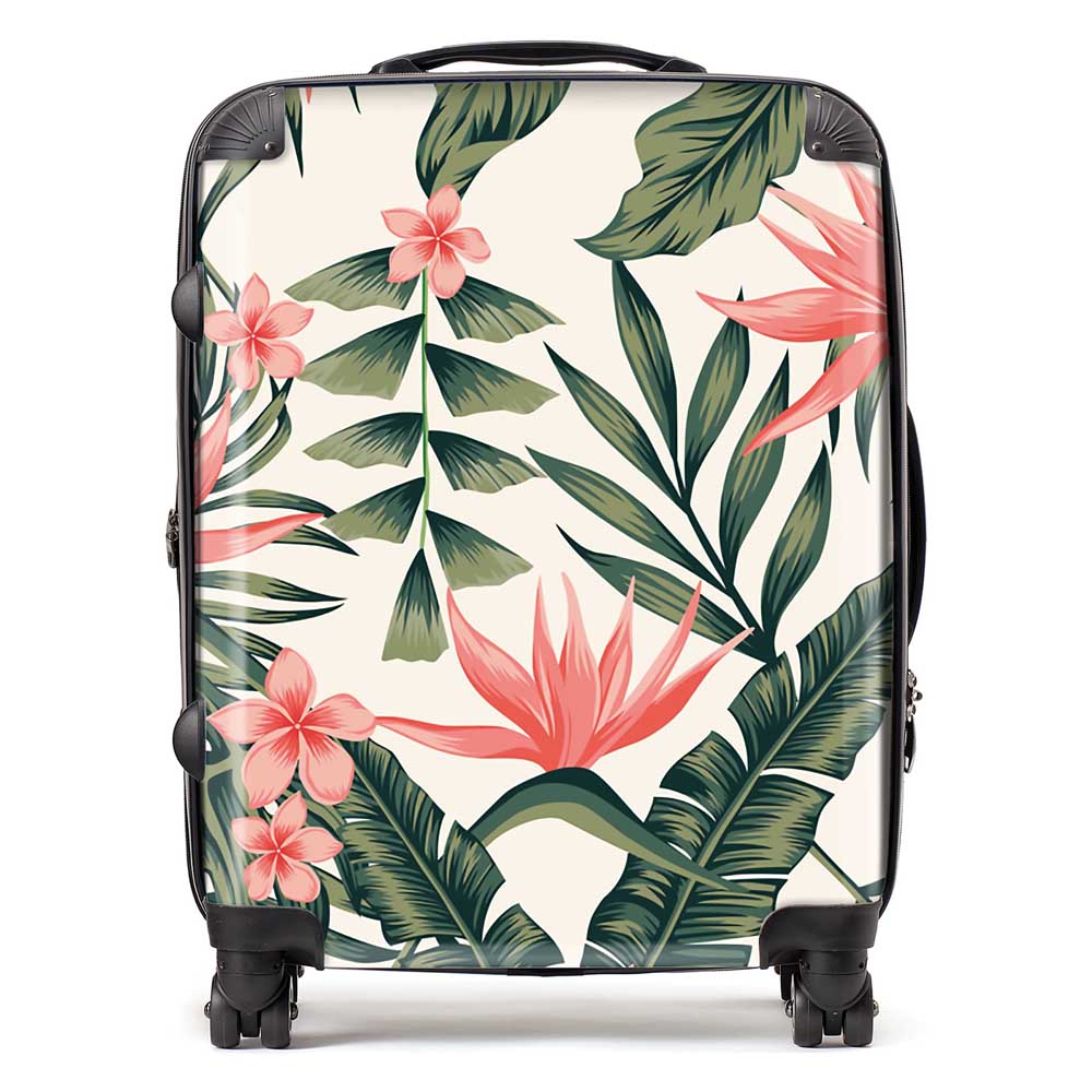 Dark Tropical Green Leaves Suitcase