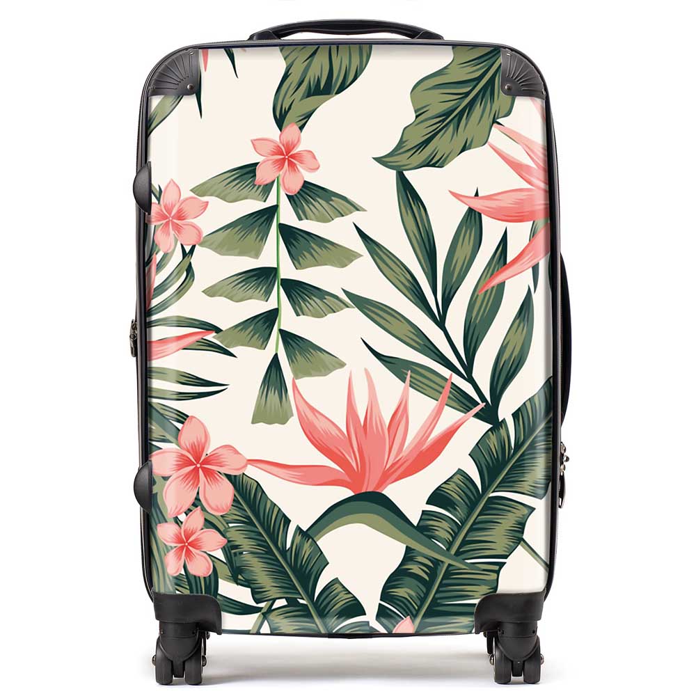 Dark Tropical Green Leaves Suitcase