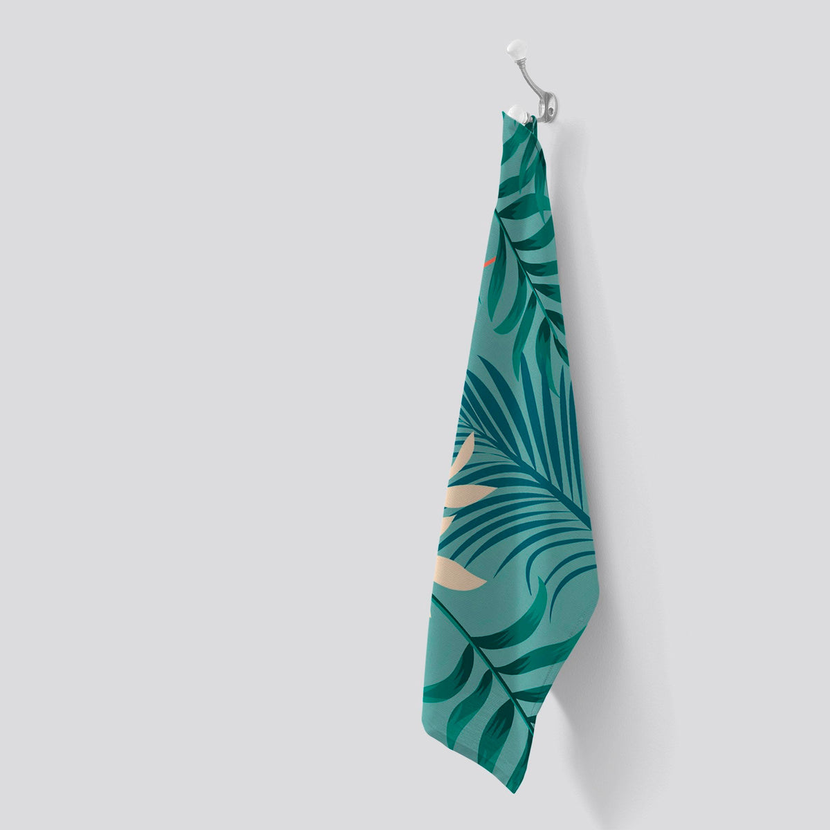 Abstract Bright Colorful Tropical Leaves Tea Towel