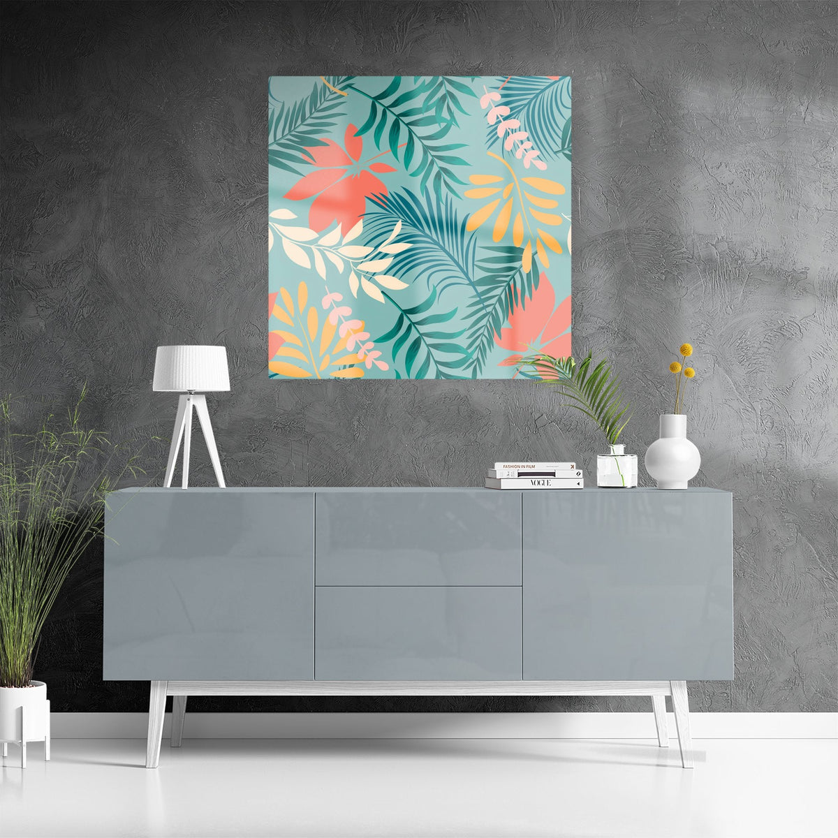 Abstract Bright Colorful Tropical Leaves HD Metal Print