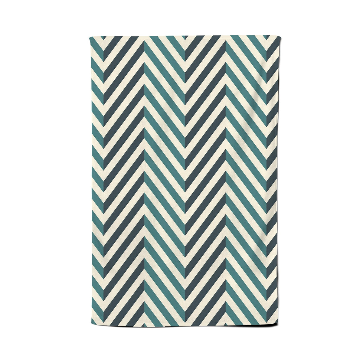 Geometric Herringbone Chevron Blues Tea Towel