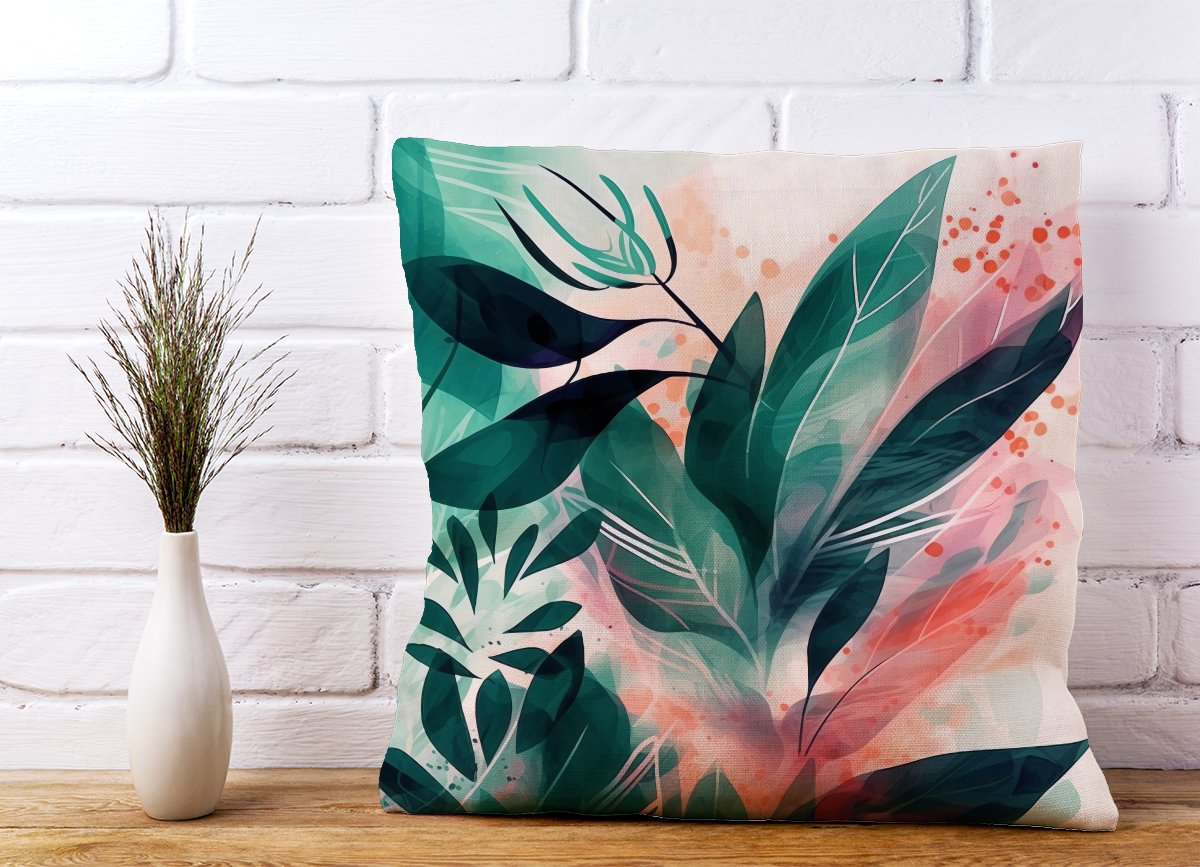 Green Feather leaves Tropical Cushions