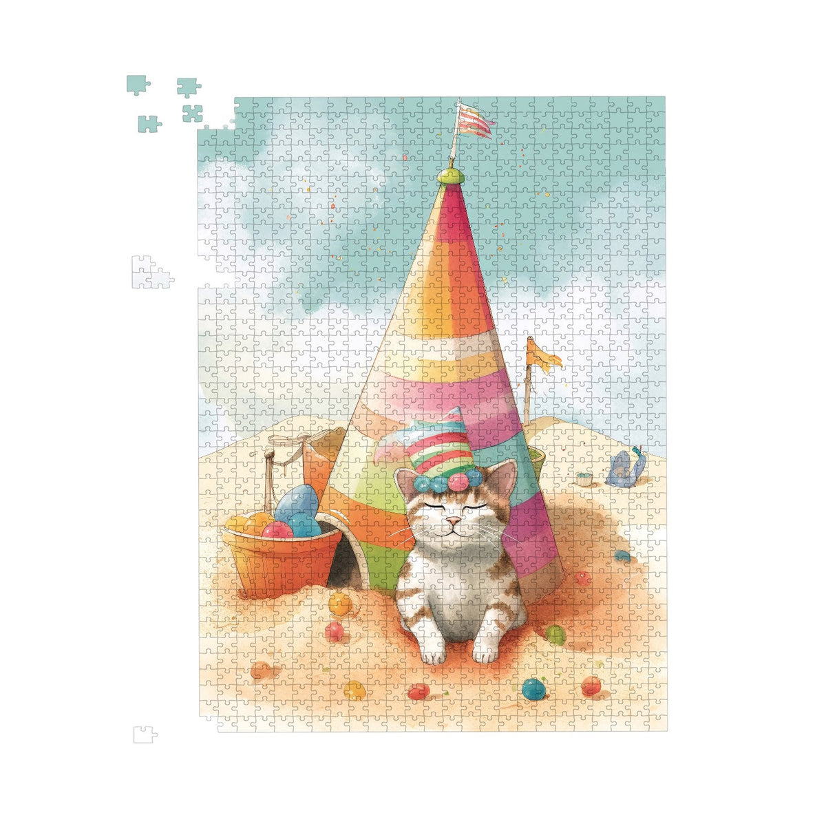 Cat On A Beach Holiday Jigsaw Puzzle