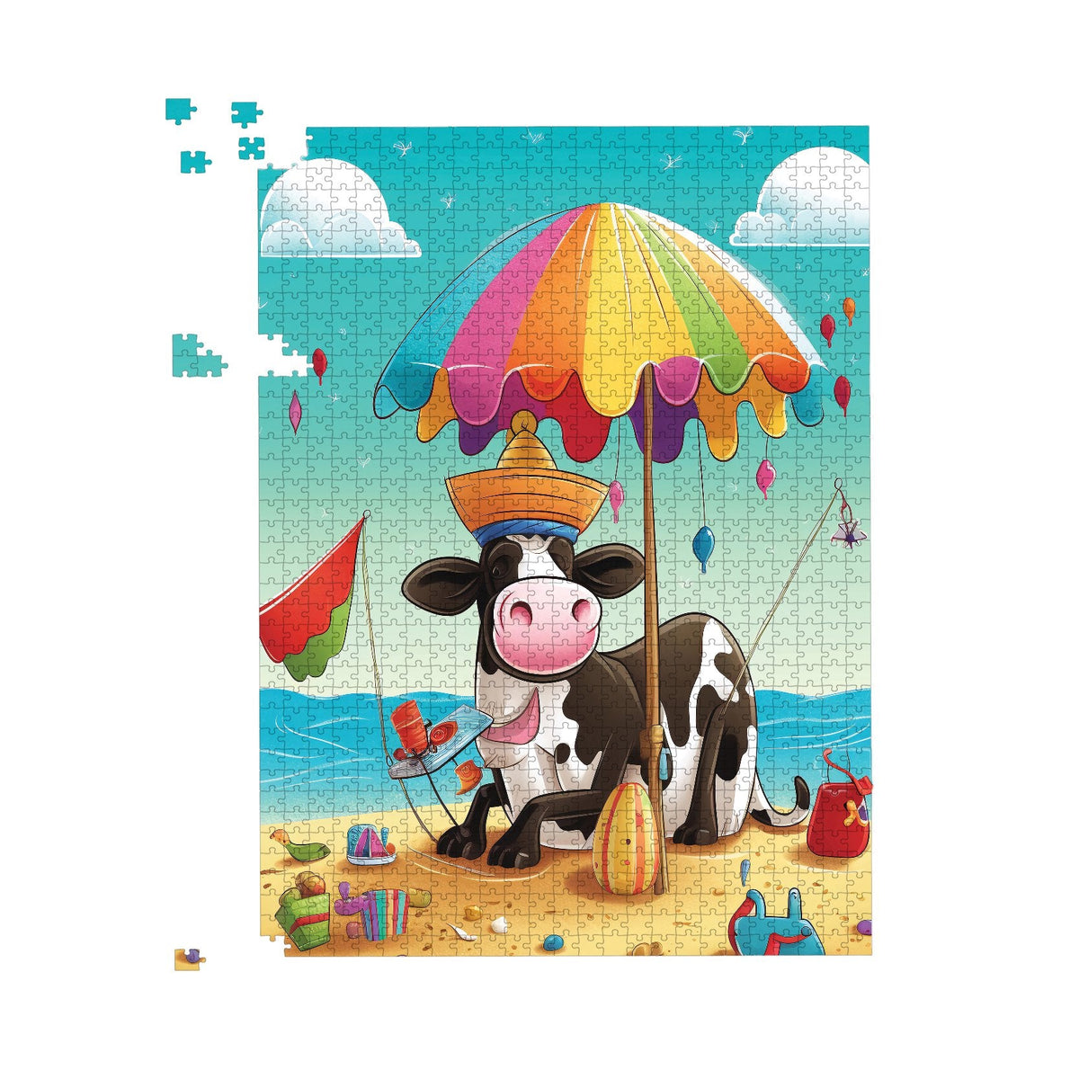 Cow On A Beach Holiday Jigsaw Puzzle