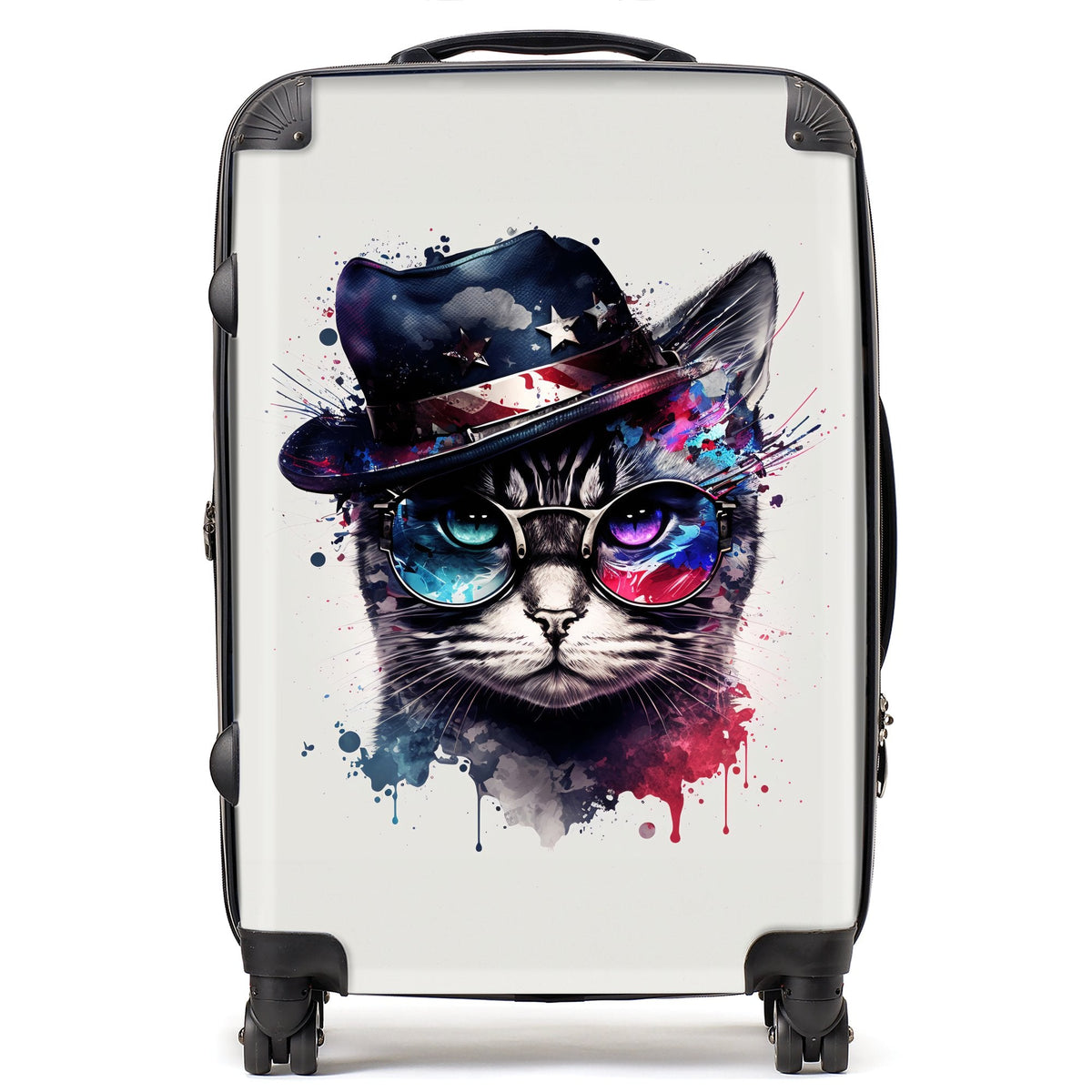 American Shorthair Cat Face Glasses Splashart Suitcase