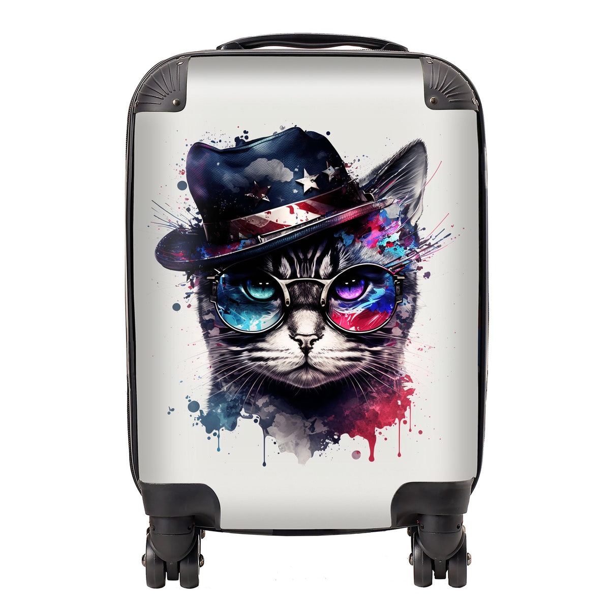 American Shorthair Cat Face Glasses Splashart Suitcase