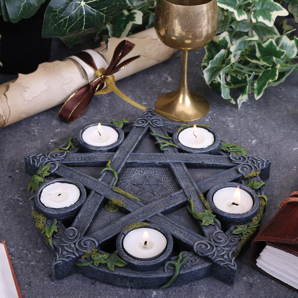 Wiccan Pentagram Tea light Holder 25.5cm