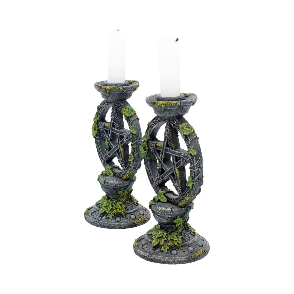 Wiccan Pentagram Candlesticks 15cm (Set of 2)