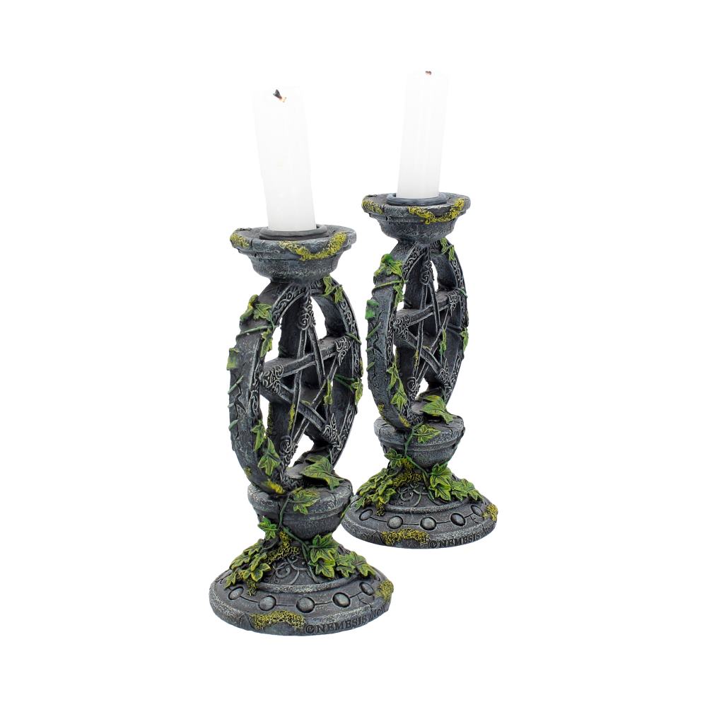 Wiccan Pentagram Candlesticks 15cm (Set of 2)