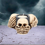 Three Wise Skulls Tealight Holder 11cm