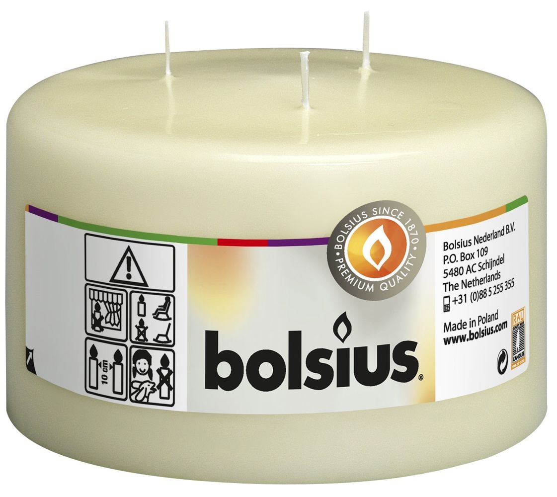 Bolsius 3-wick Mammoth Ivory Pillar Candle (100/150mm)