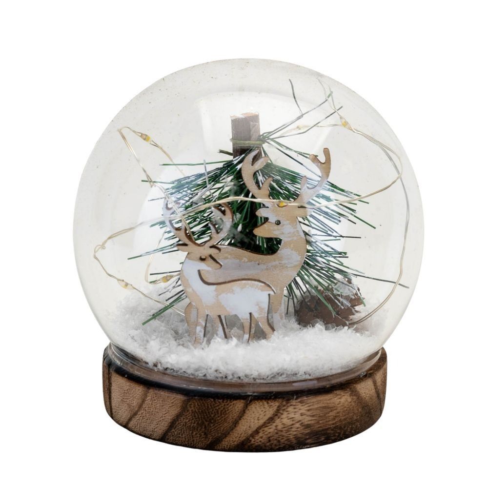 LED Reindeer & Forest Snow Globe (11cm)