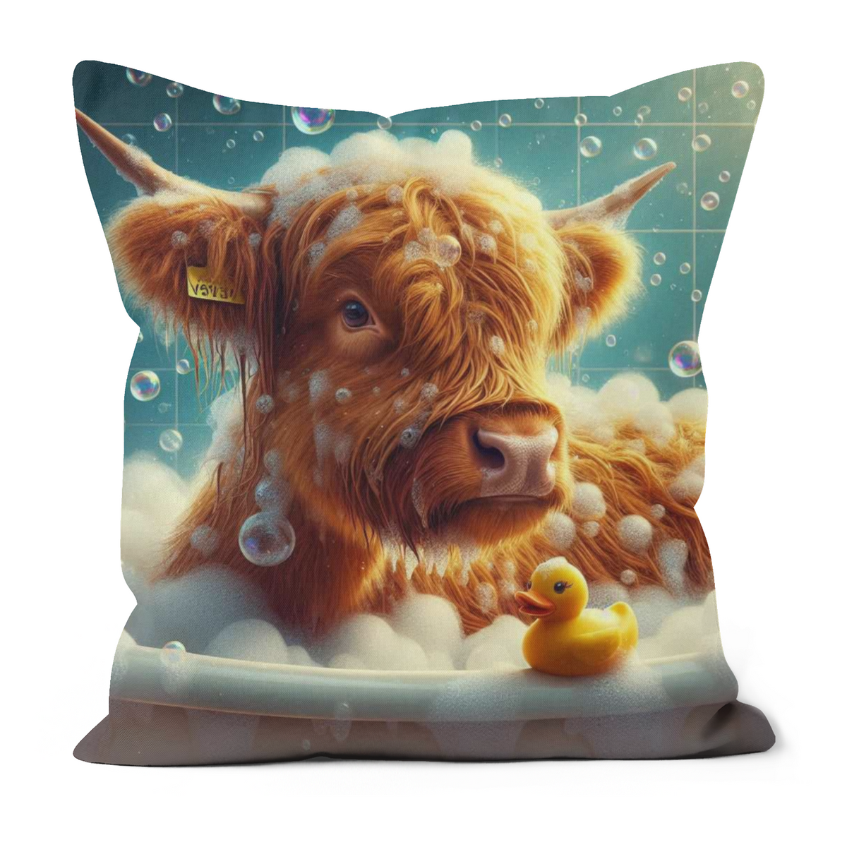 Highland Cow In Bath Style 3 Cushion