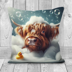 Highland Cow In Bath Style 4 Cushion