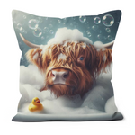 Highland Cow In Bath Style 4 Cushion